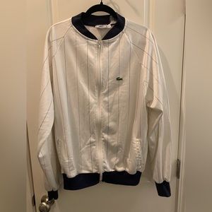 Vintage Men’s Izod Lacoste Fleece Lined White  Made in USA Track Jacket- Size XL